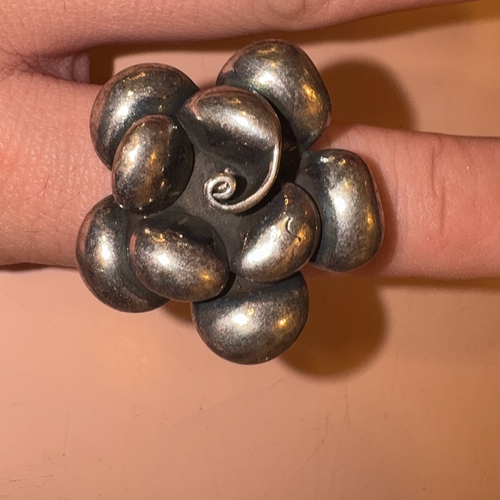 Silver Flower Statement Ring - image 1